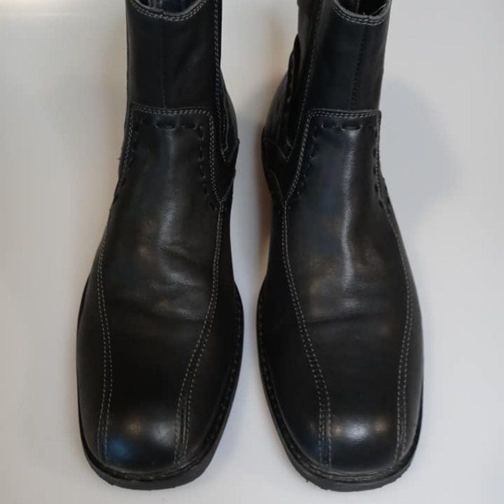 RJ Colt Men Black Rider Leather Buckle Boots